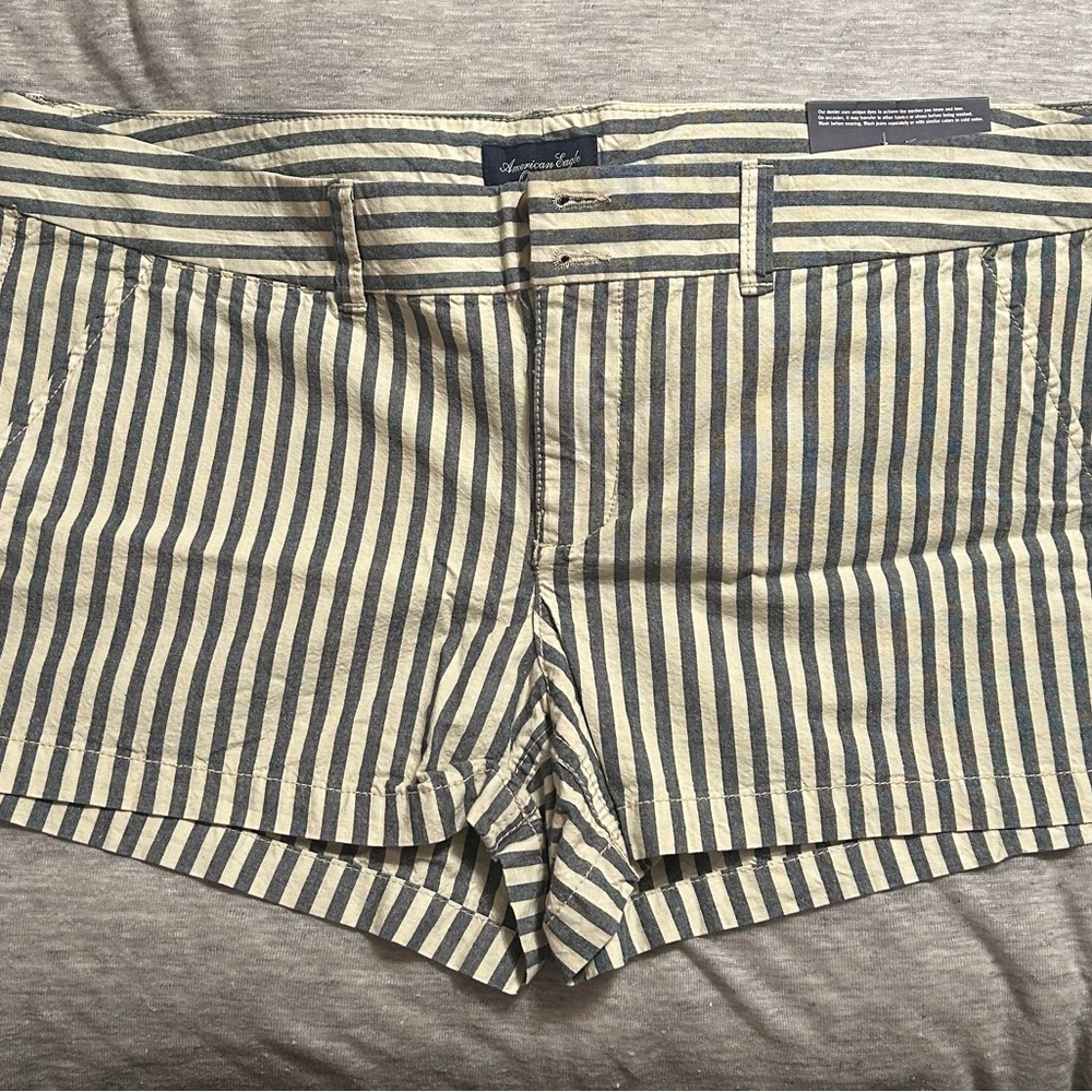 American Eagle Outfitters Cream and Blue Midi Shorts